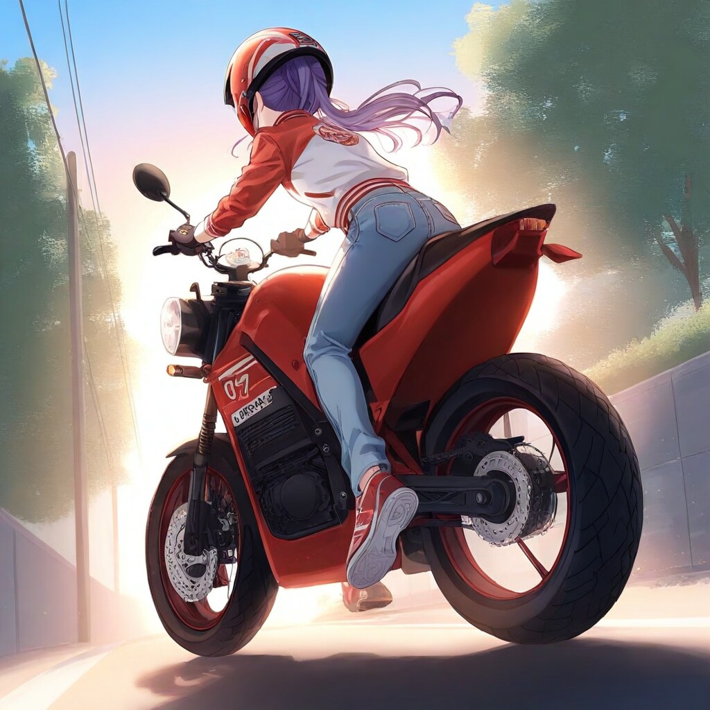 バイクに乗る女の子