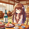旅館で日本酒をがぶ飲みする小さな女の子 2枚目