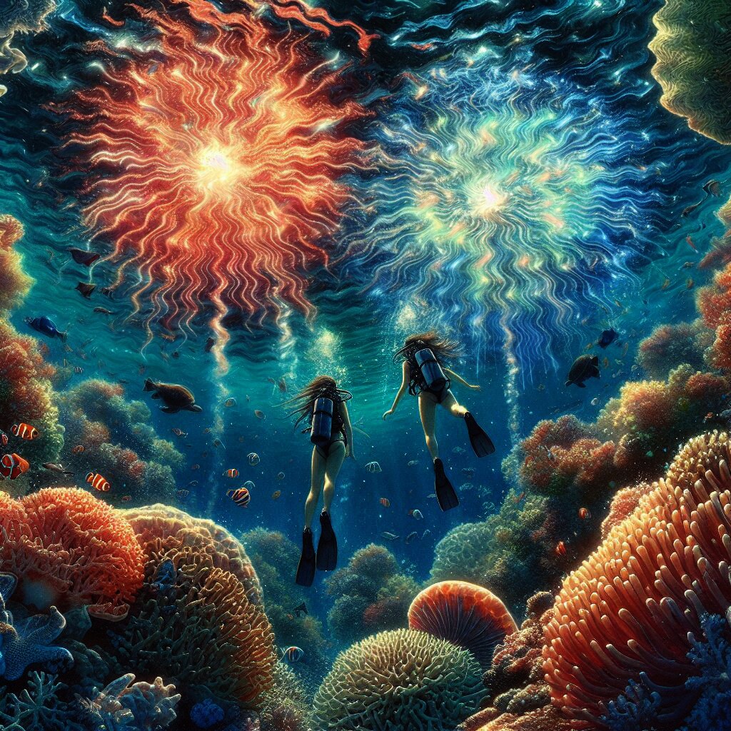 海中から打ち上げ花火を見た | の人気AIイラスト・グラビア