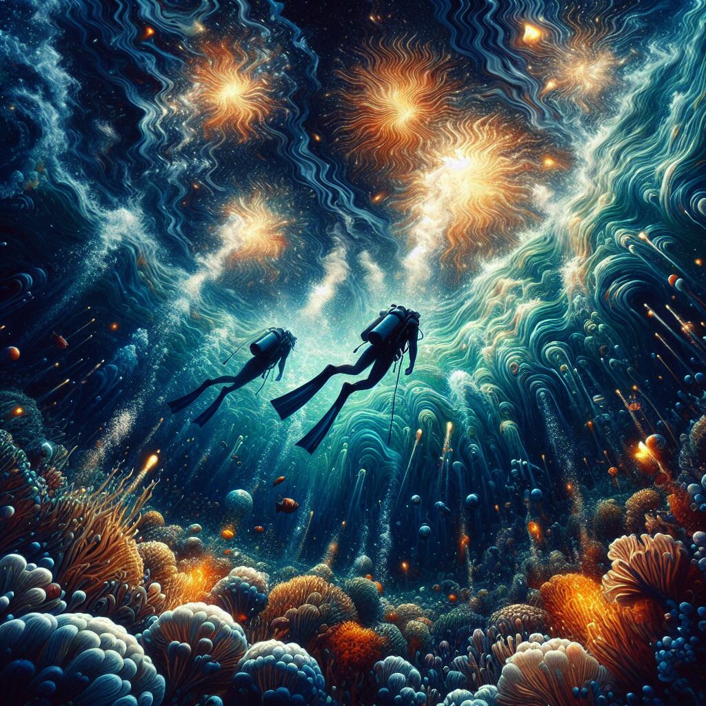 海中から打ち上げ花火を見た