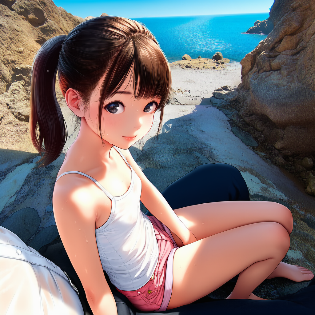 座っているところに座る少女