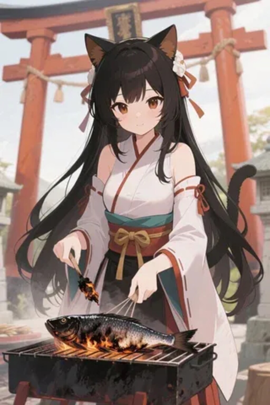 おさかにゃを焼くさくらちゃん