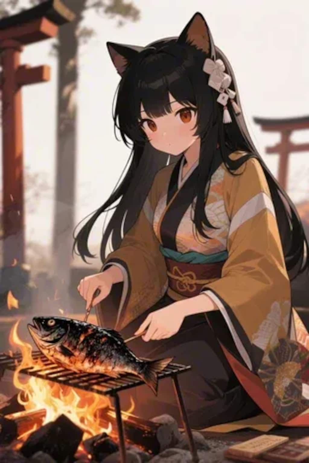 おさかにゃを焼くさくらちゃん