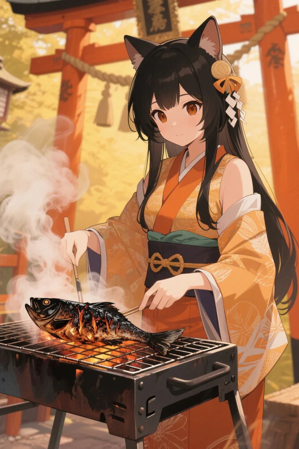 おさかにゃを焼くさくらちゃん