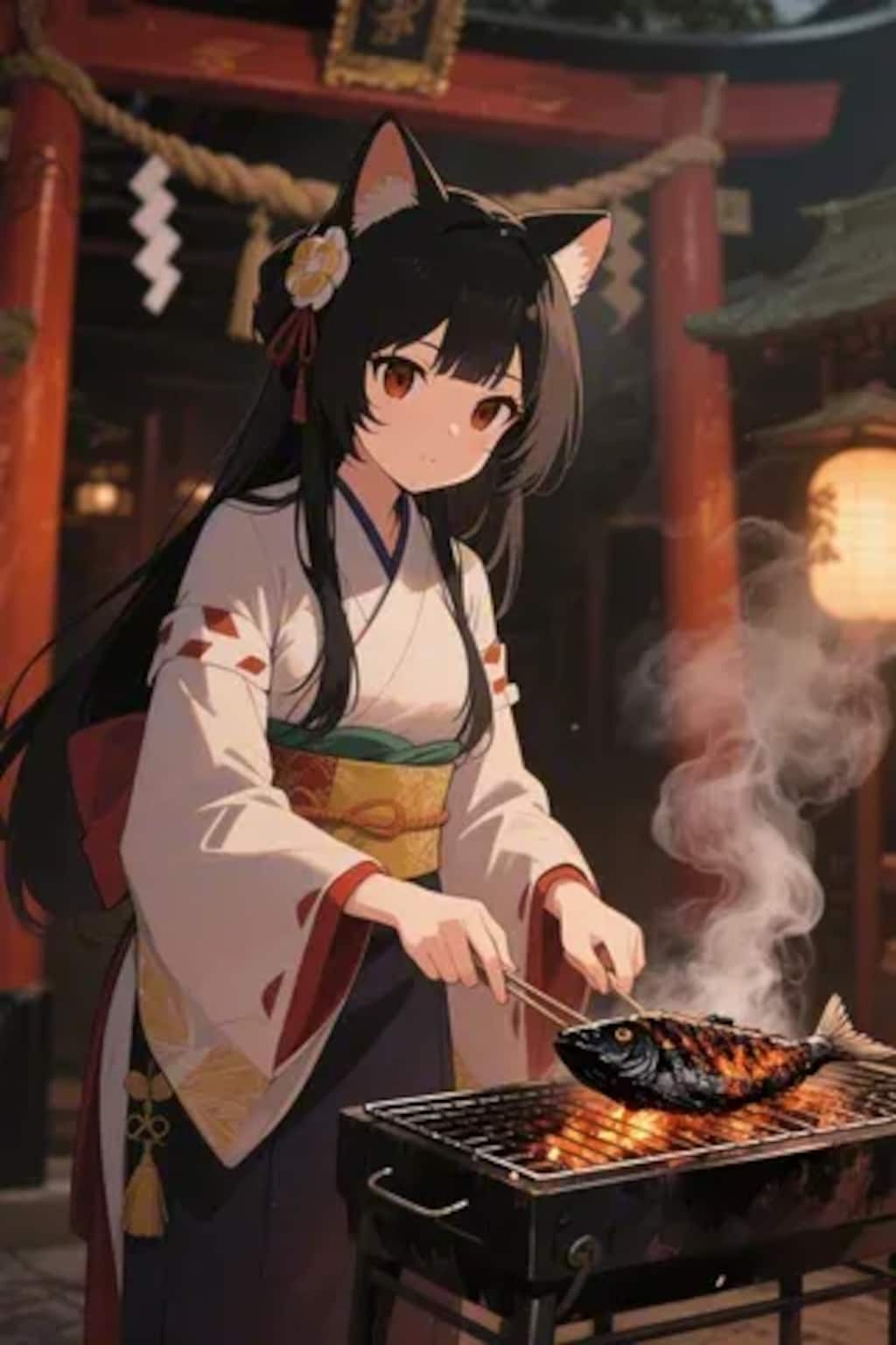 おさかにゃを焼くさくらちゃん