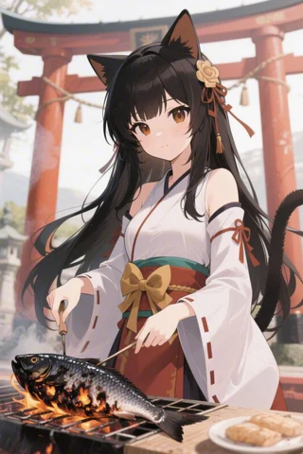 おさかにゃを焼くさくらちゃん