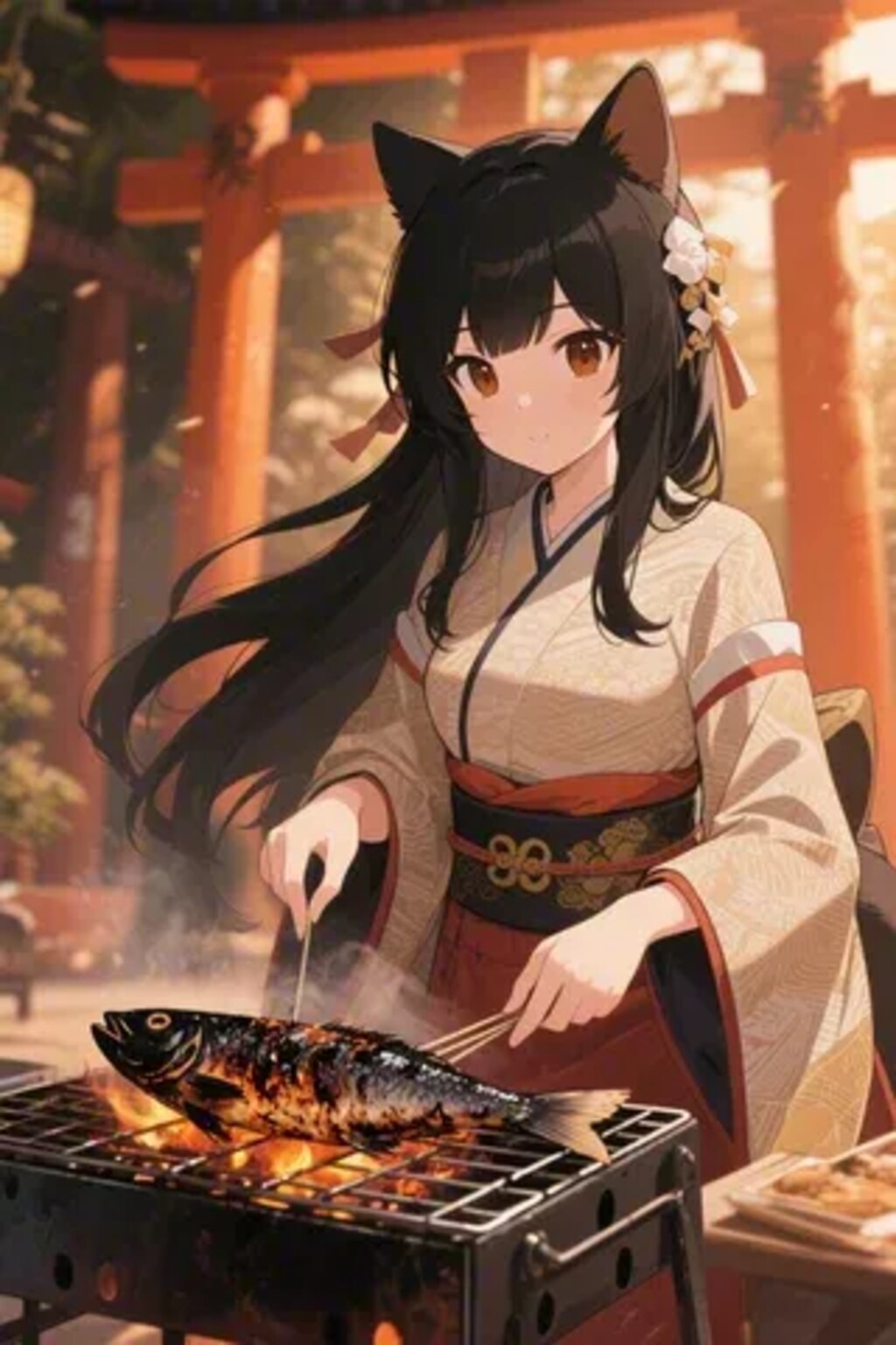 おさかにゃを焼くさくらちゃん