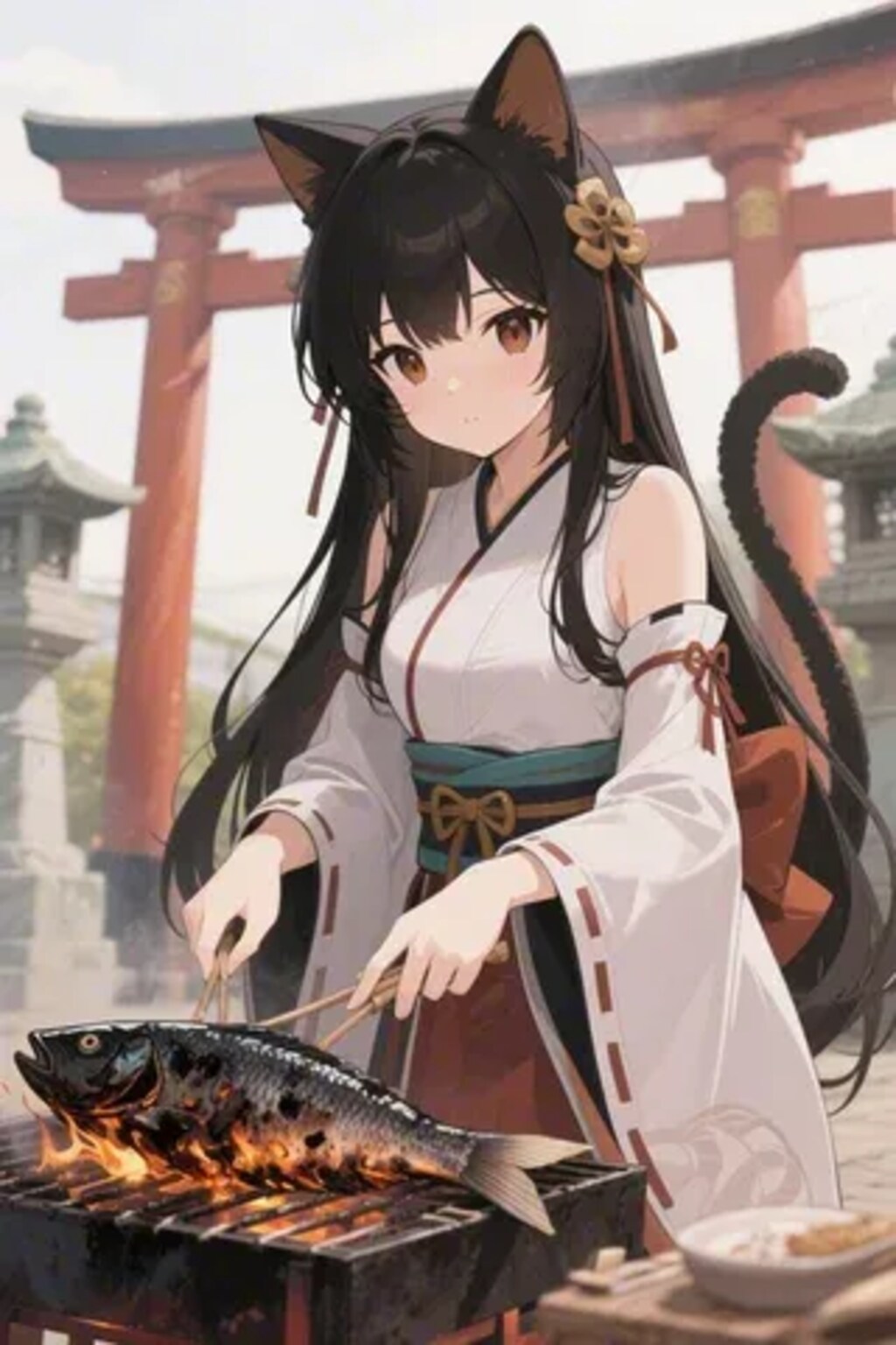 おさかにゃを焼くさくらちゃん