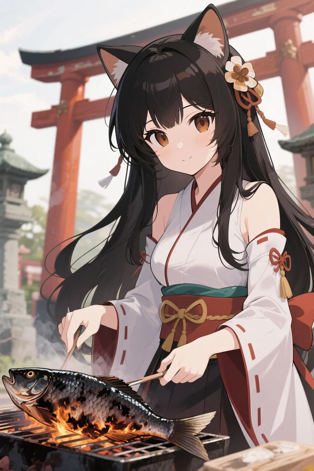 おさかにゃを焼くさくらちゃん