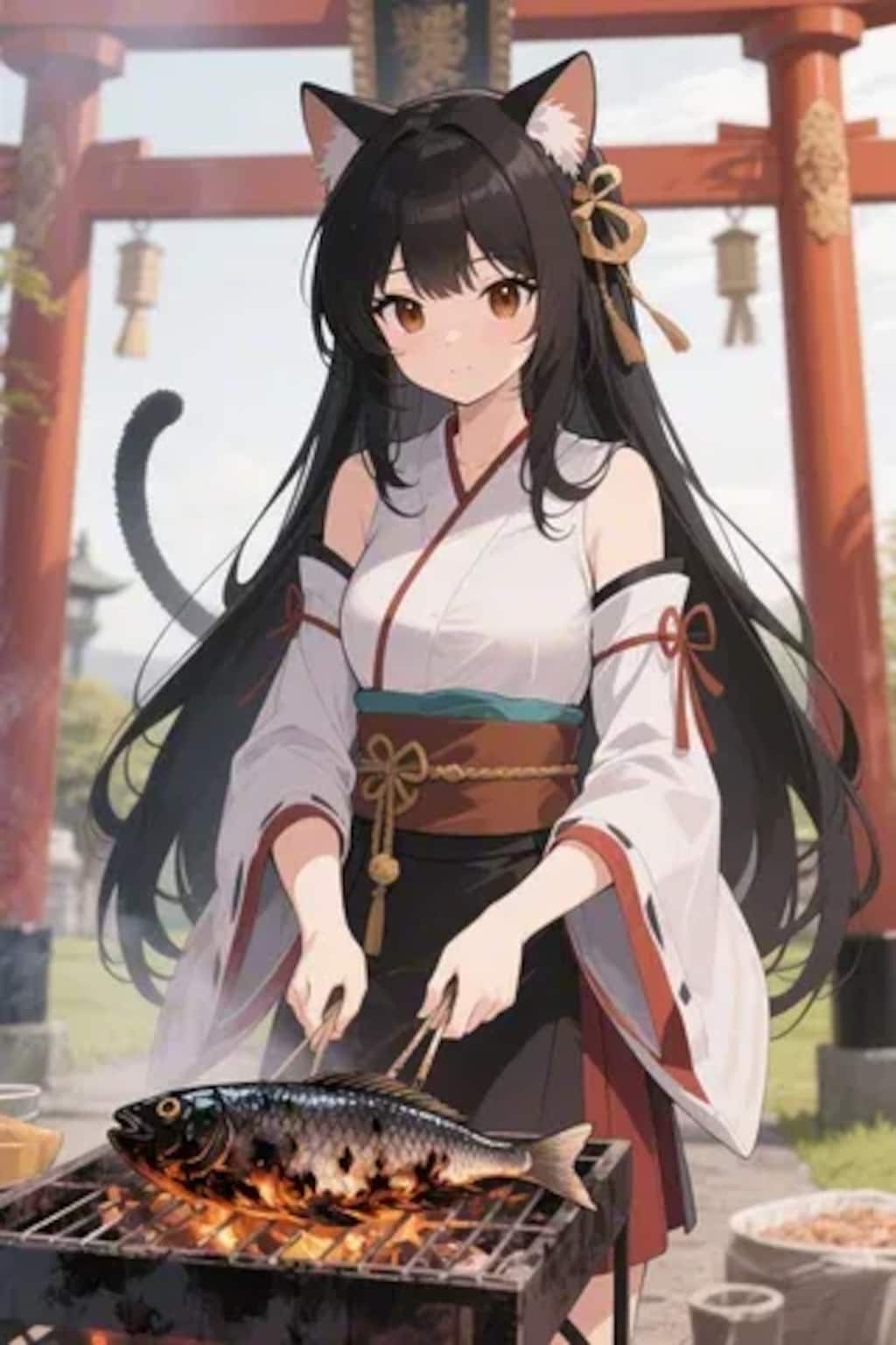 おさかにゃを焼くさくらちゃん