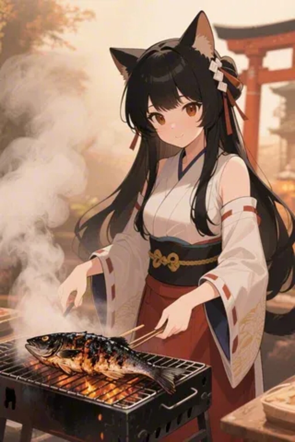 おさかにゃを焼くさくらちゃん