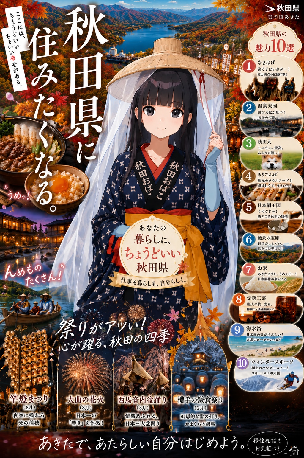 秋田さ、け。