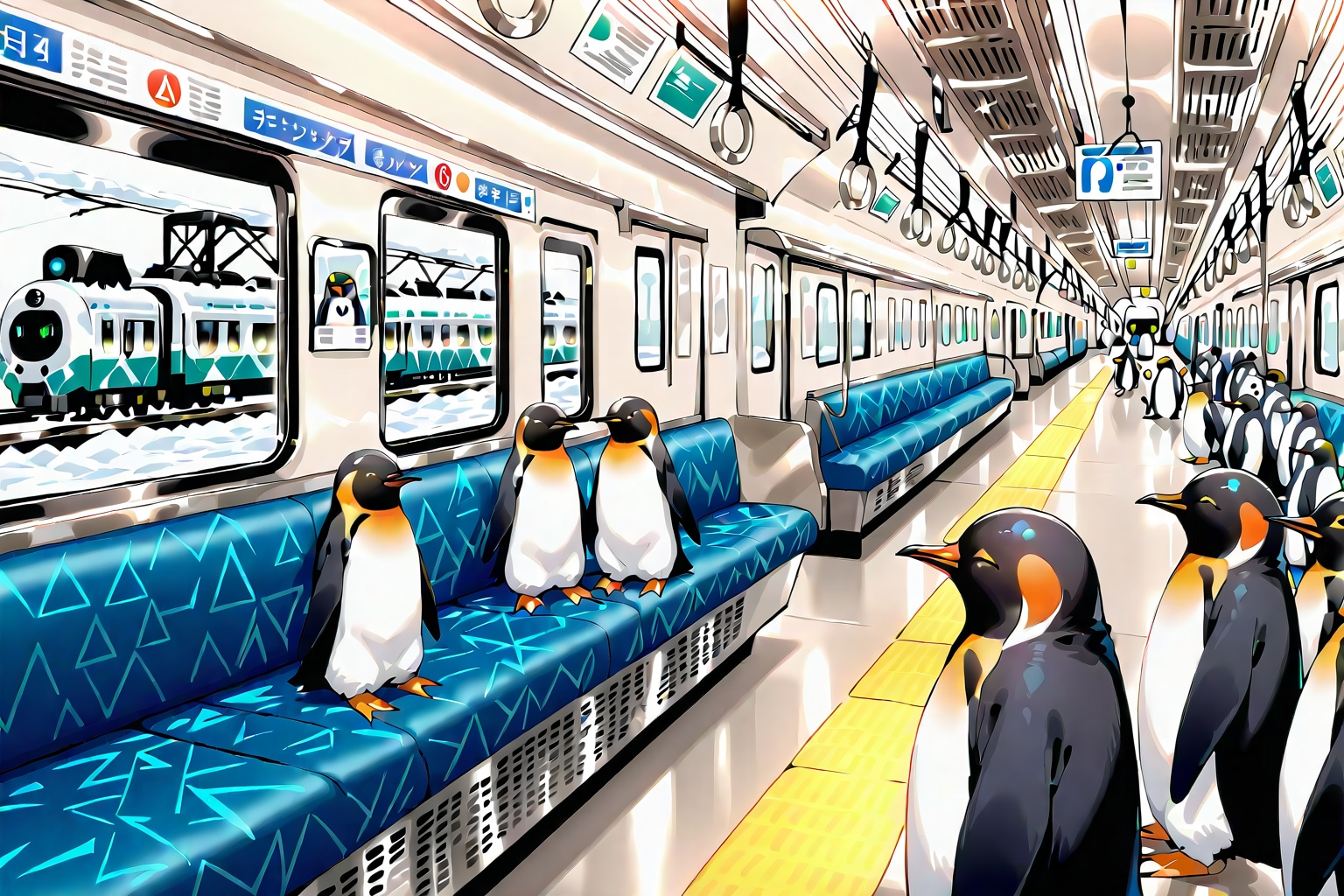 ペンギン通勤電車 | の人気AIイラスト・グラビア