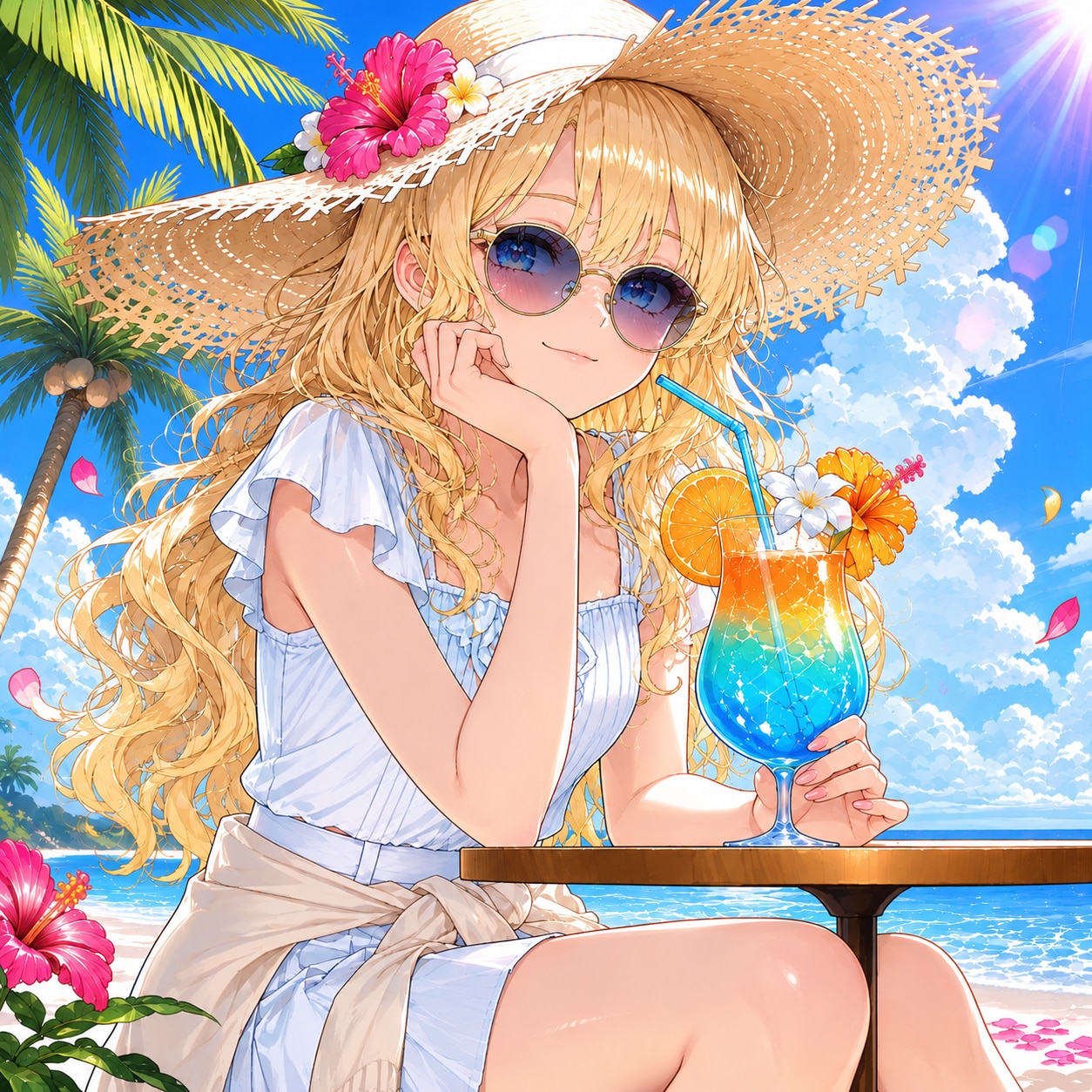 ビーチでくつろぐ夏の午後。