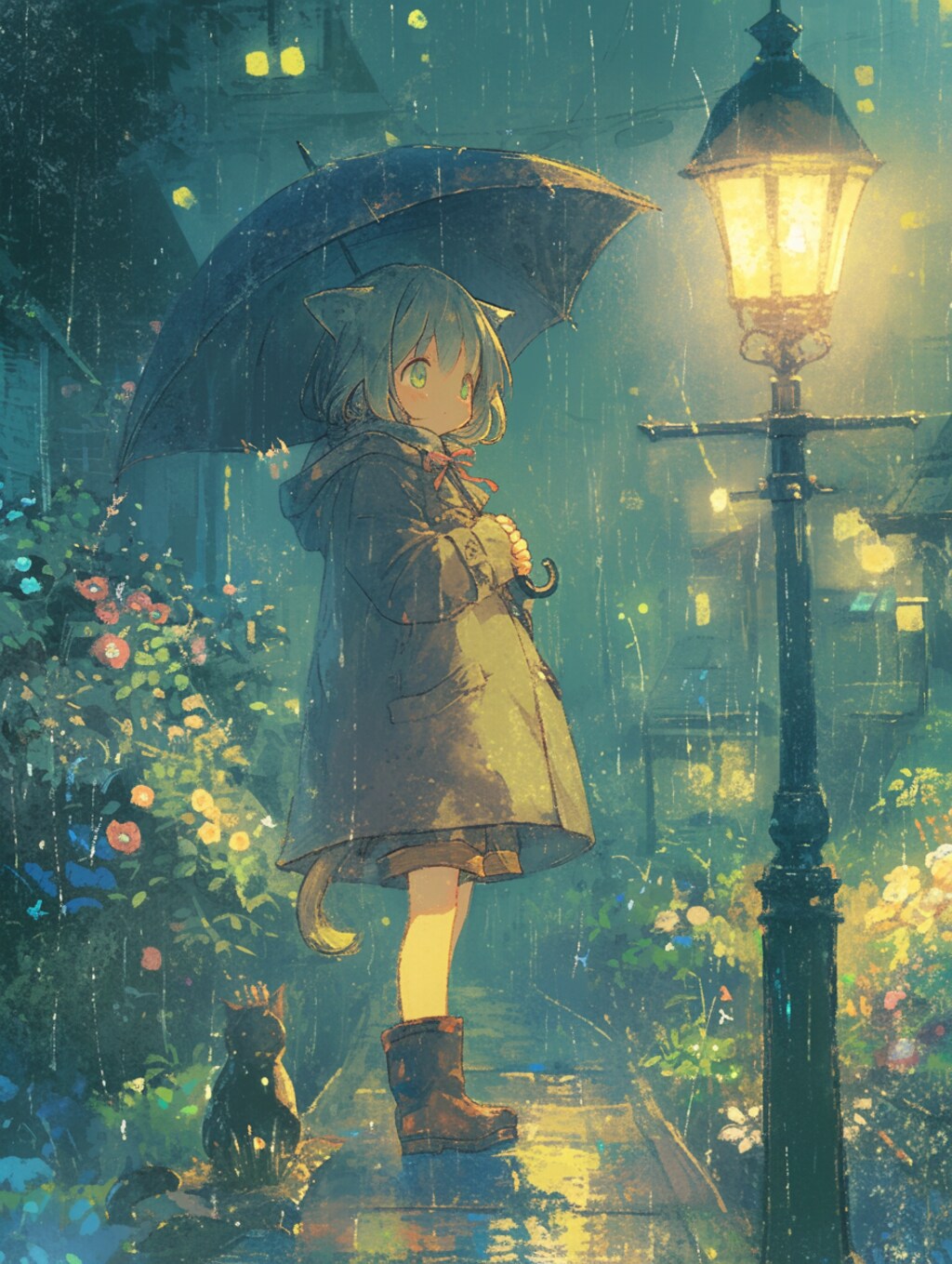 雨の夜。