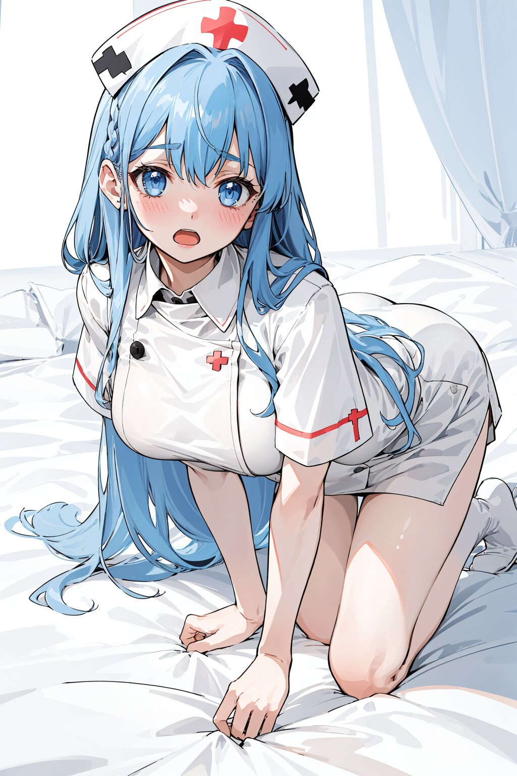 ナース少女、下から見るか? 横から見るか?