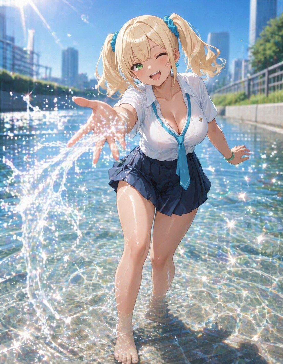 ギャルと水遊び