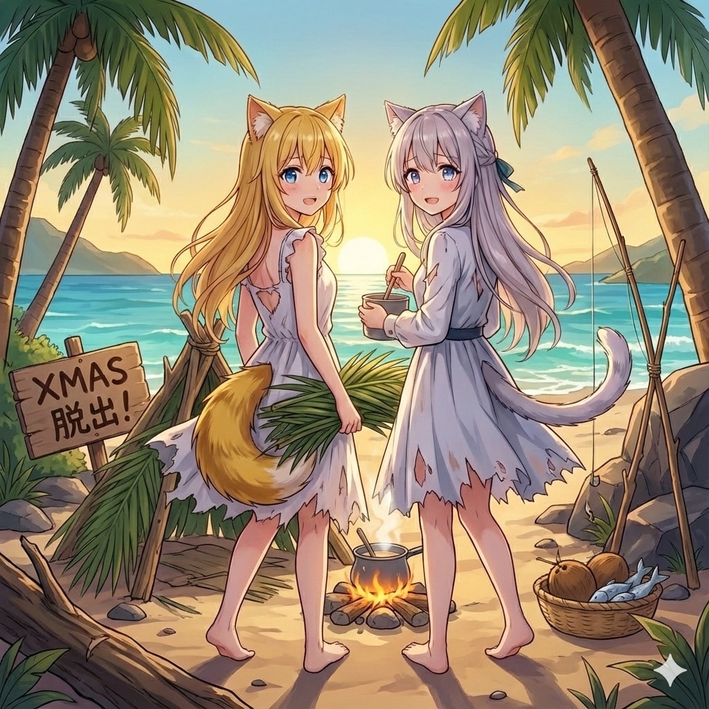 無人島2日目　No.208　2025年12月23日(火) | の人気AIイラスト・グラビア