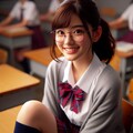 眼鏡女子 楓のポニーテール 2枚目