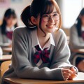 眼鏡女子 楓のポニーテール 4枚目