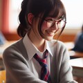 眼鏡女子 楓のポニーテール 3枚目