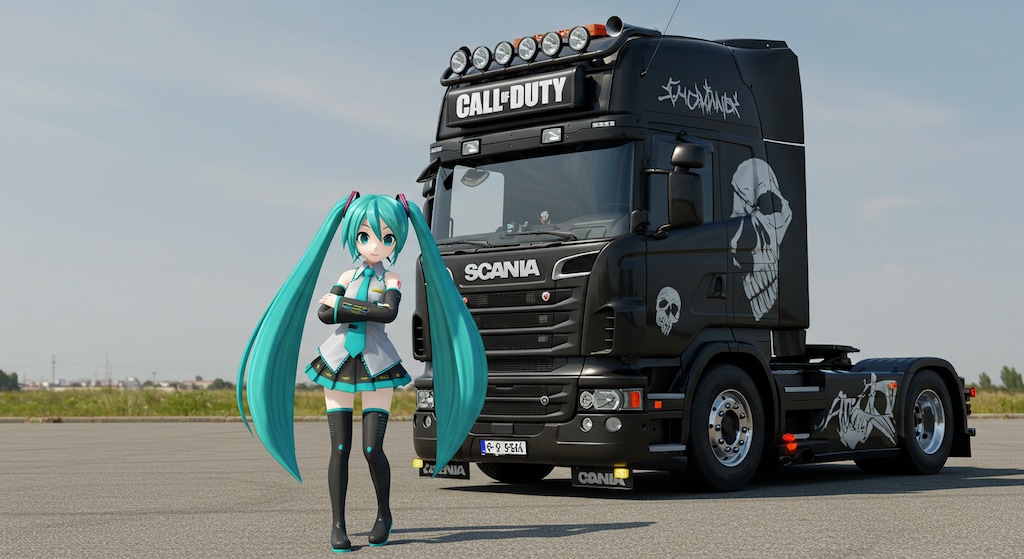 コールオブデューティースカニアトラックと初音ミク