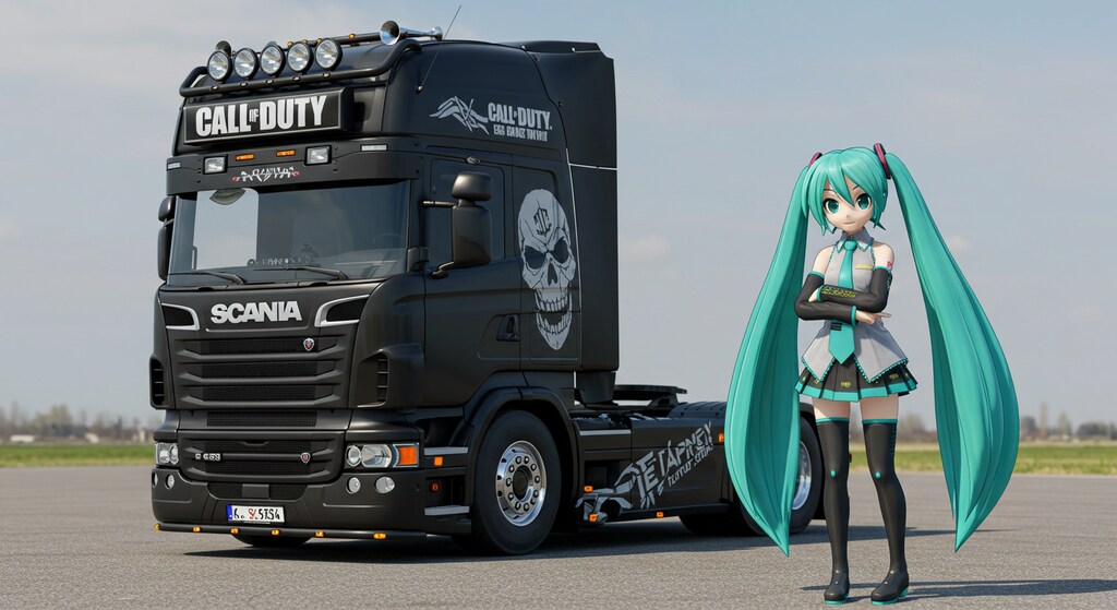 コールオブデューティースカニアトラックと初音ミク