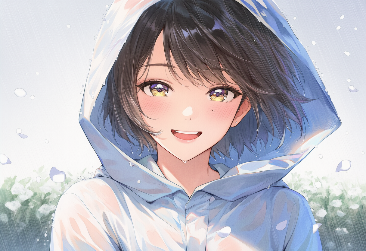 雨合羽の少女