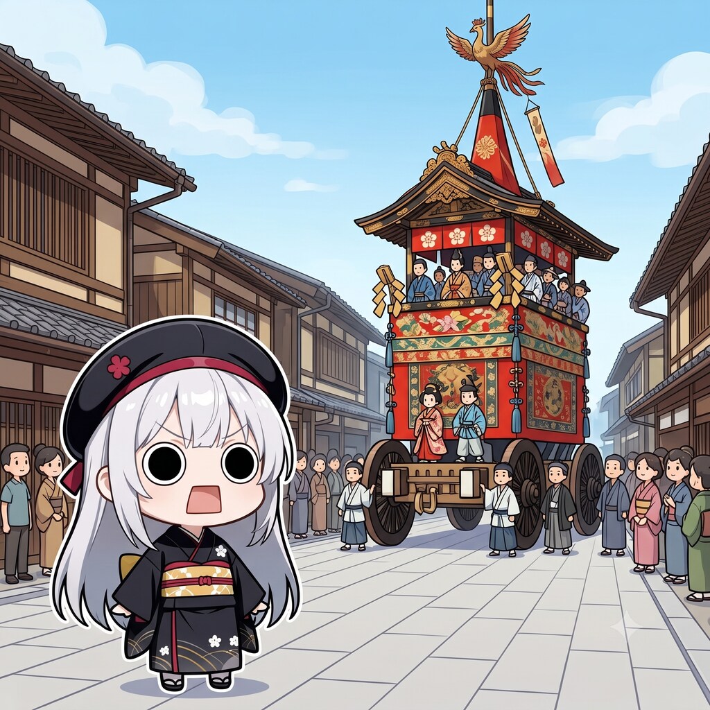祇園祭の後祭を見物するえらいこっちゃ嬢