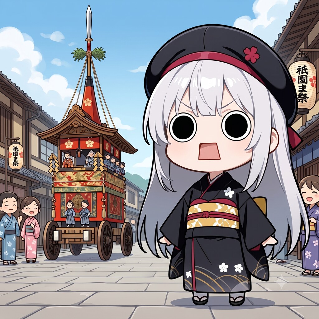 祇園祭の後祭を見物するえらいこっちゃ嬢