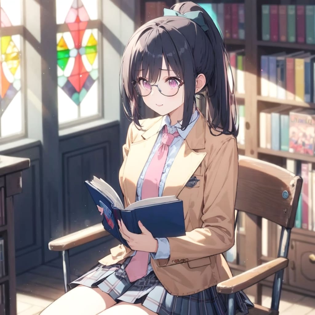 図書室の黒髪美人