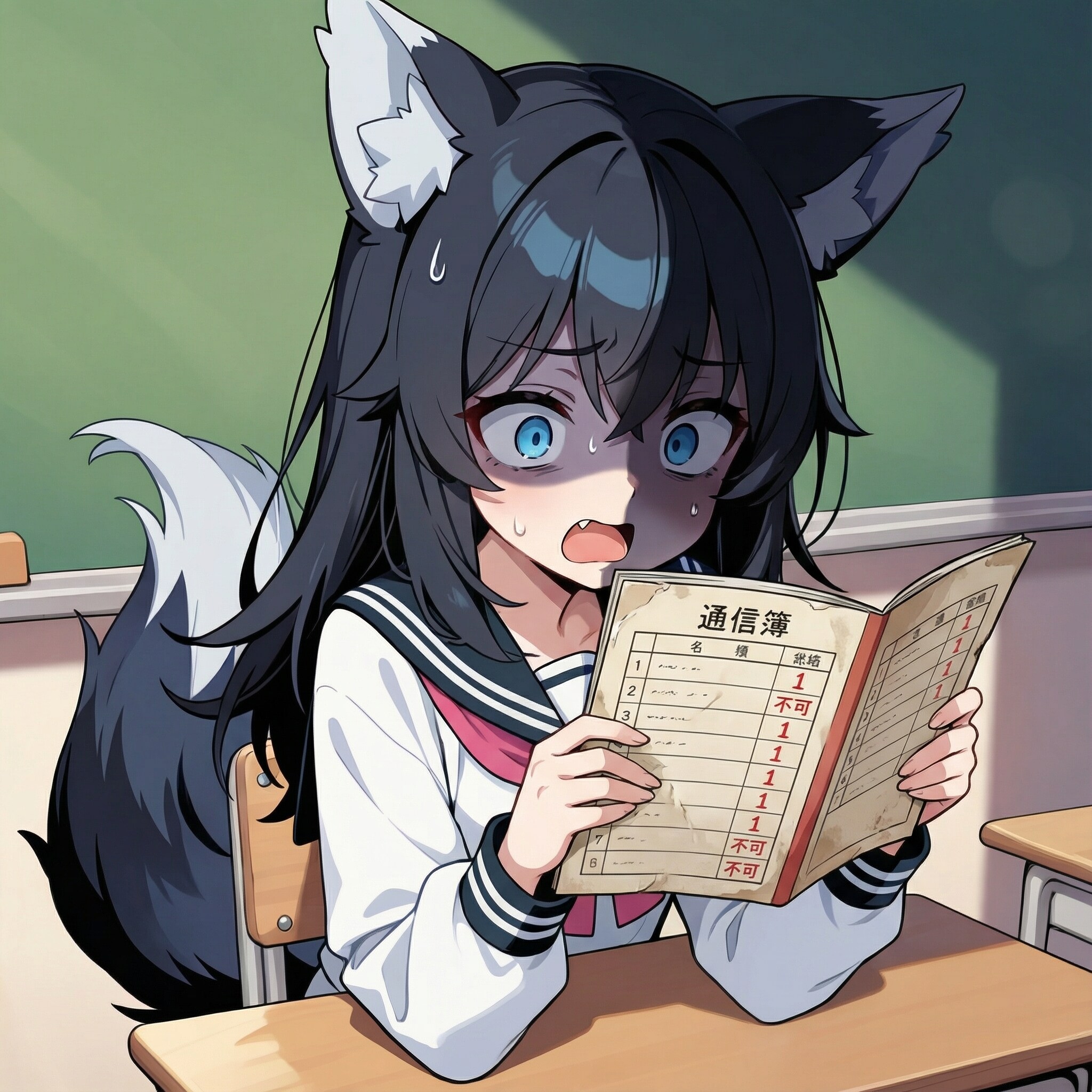 通信簿を見て絶望するナルヨちゃん！！