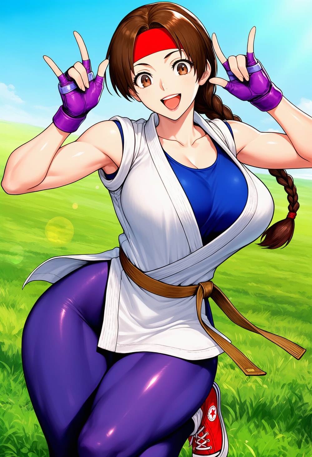 手を振る各種ジェスチャー＆運動コスプレ妹人妻