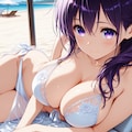 紫髪ちゃん onビーチ 2枚目
