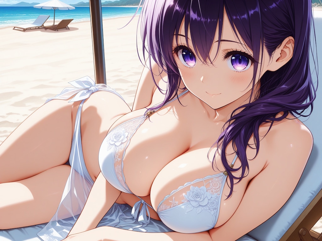 紫髪ちゃん onビーチ