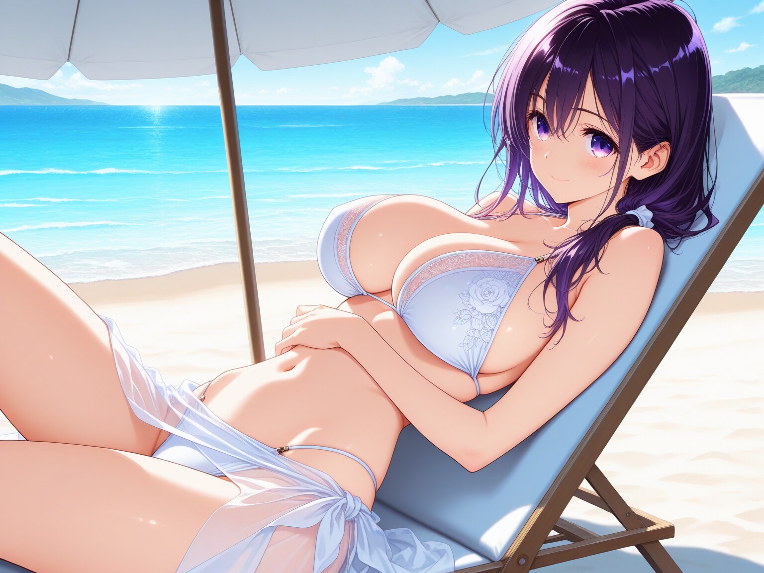 紫髪ちゃん onビーチ