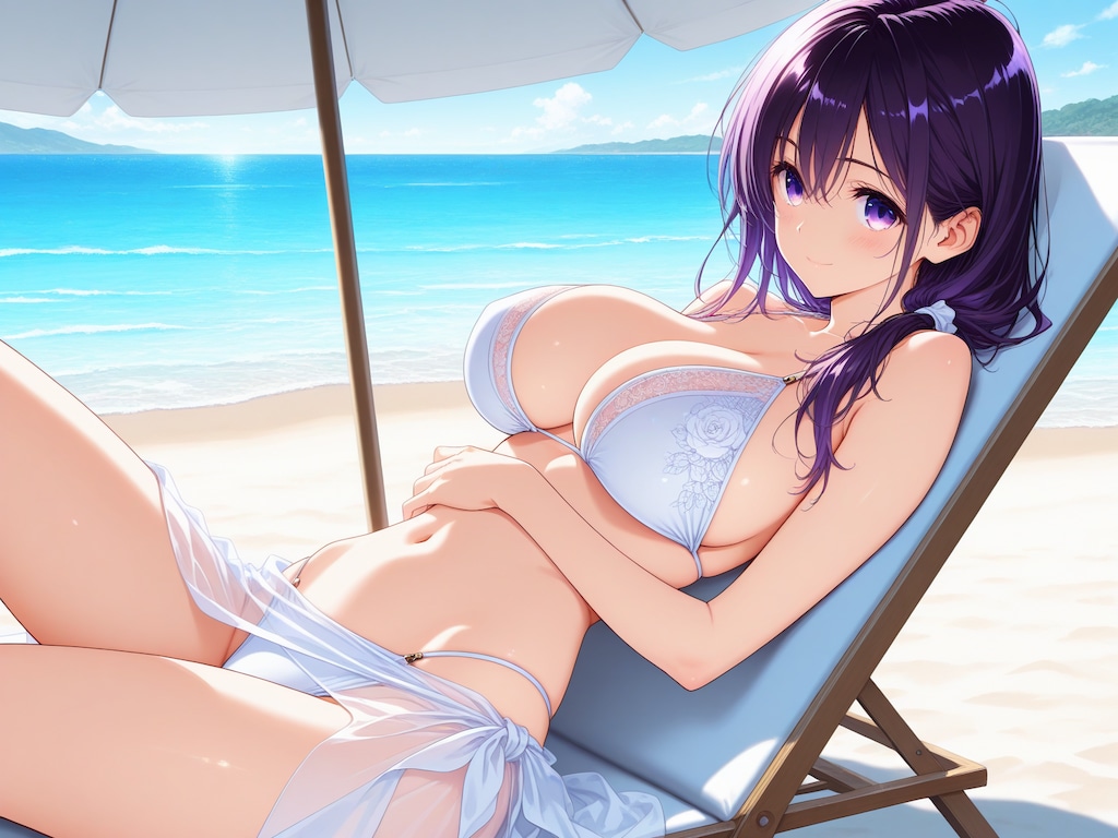 紫髪ちゃん onビーチ
