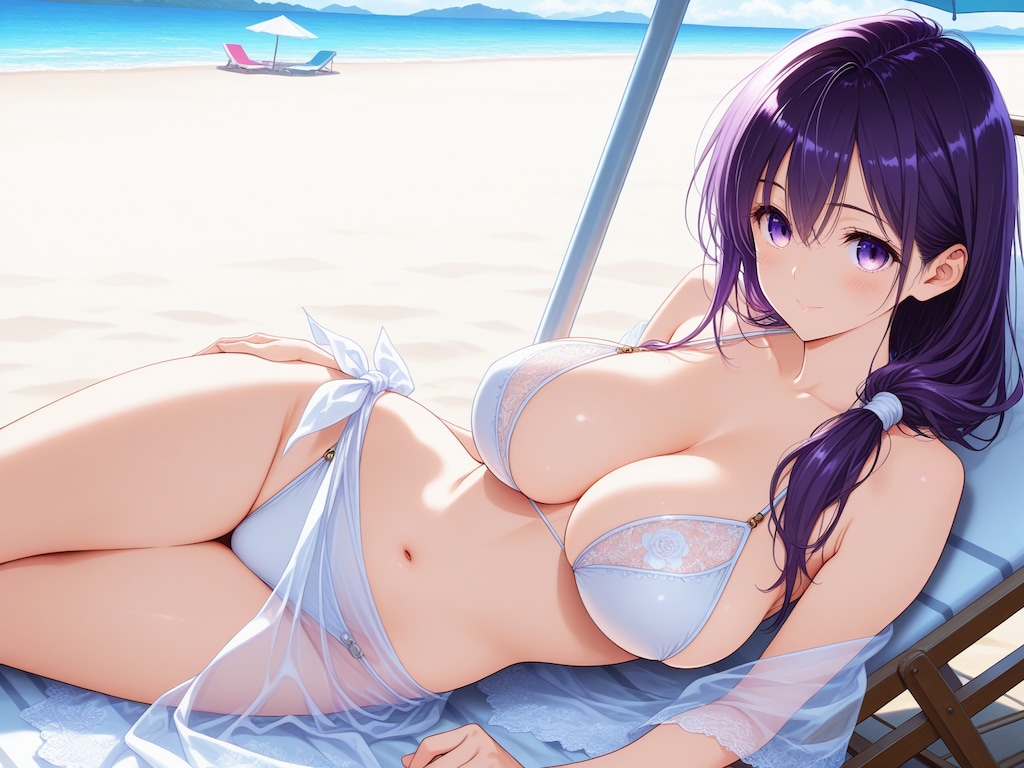 紫髪ちゃん onビーチ