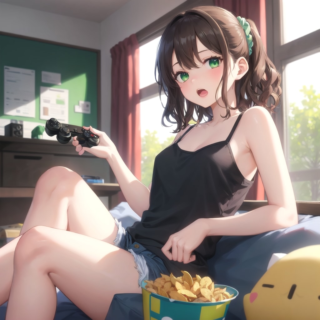 お菓子と格闘、ゲーム休憩中