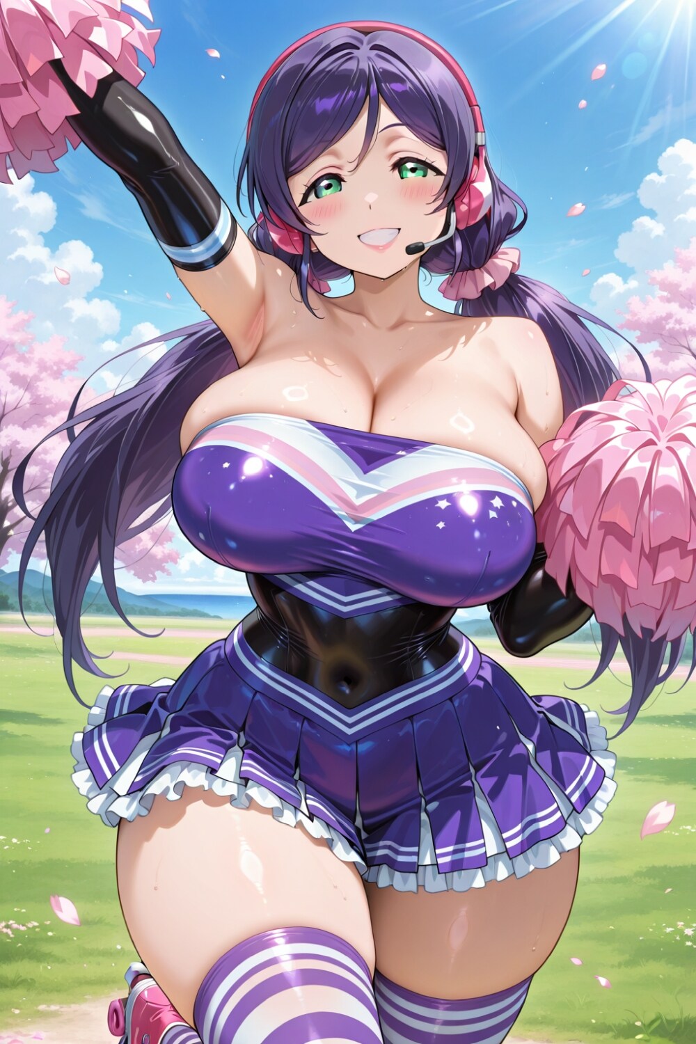 桜のチアリーダー制服巫女コスプレタレ目アイドル人妻