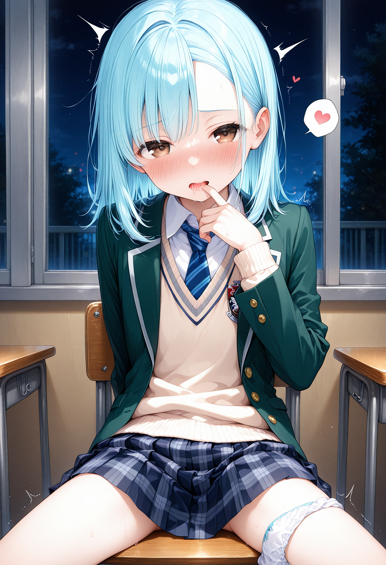 青髪 片足パンツ
