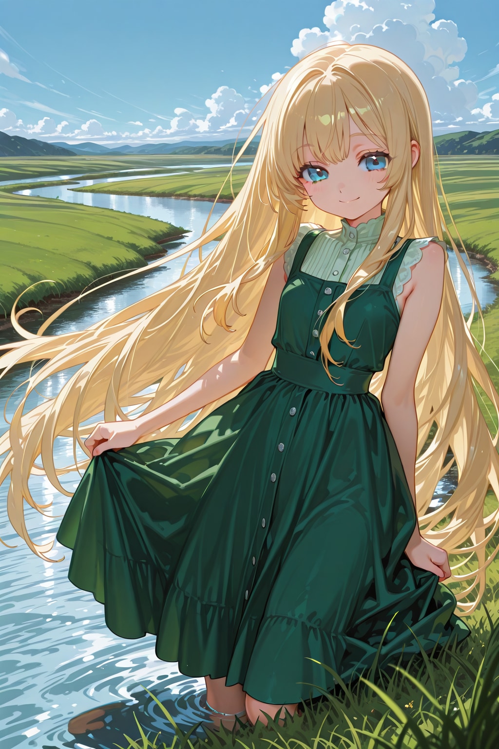川辺の美少女