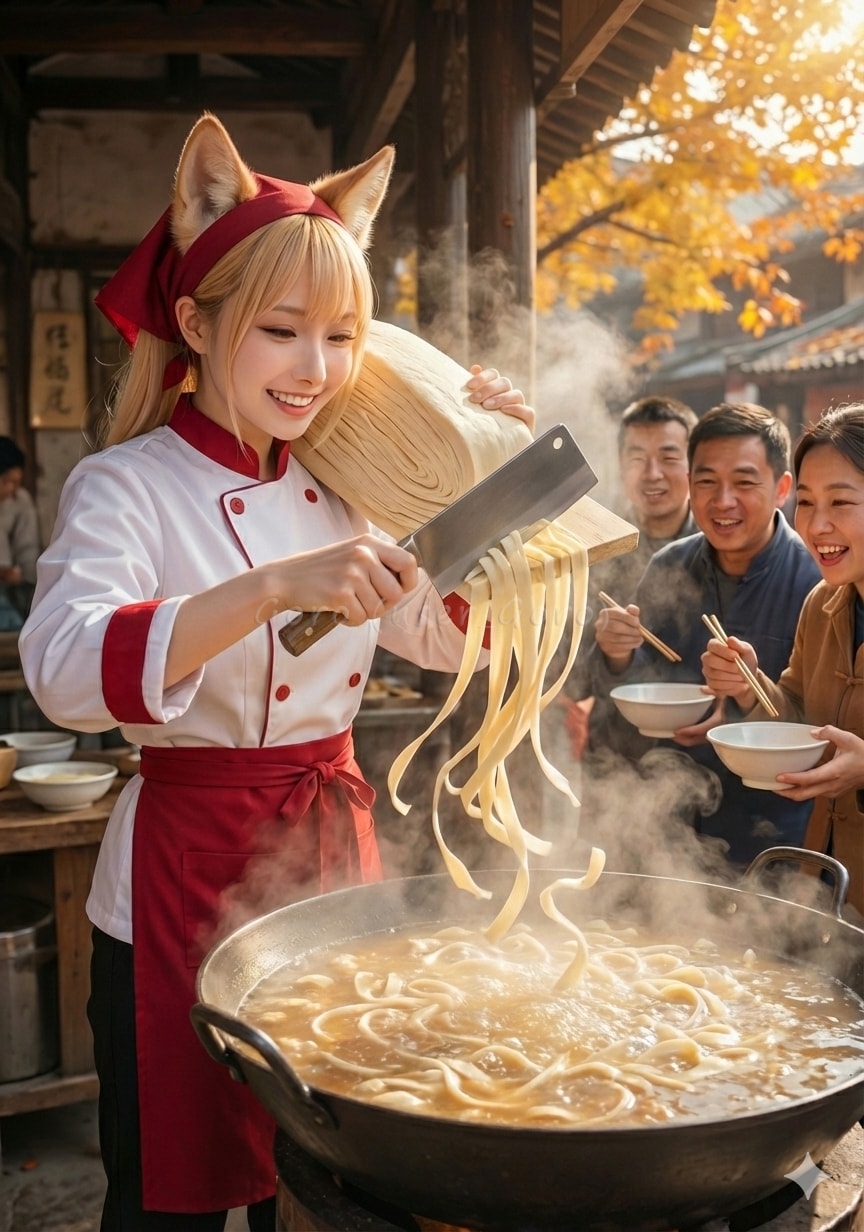 刀削麺 うちのりょうこさんが体験 | の人気AIイラスト・グラビア