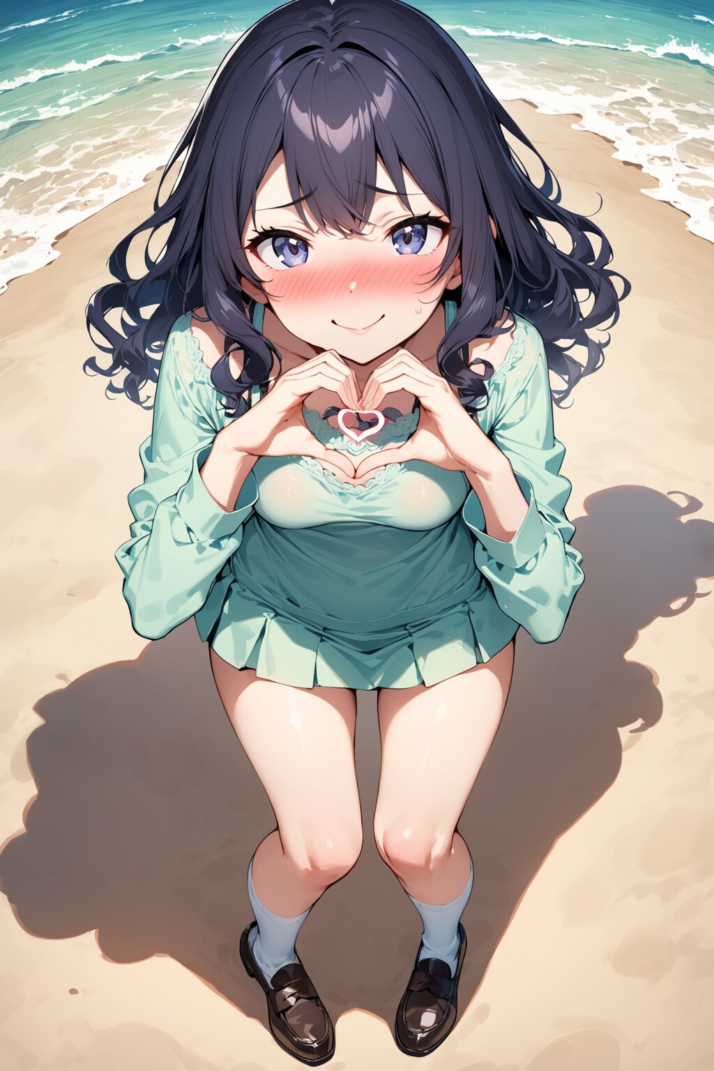 ワンピースでハートハンド