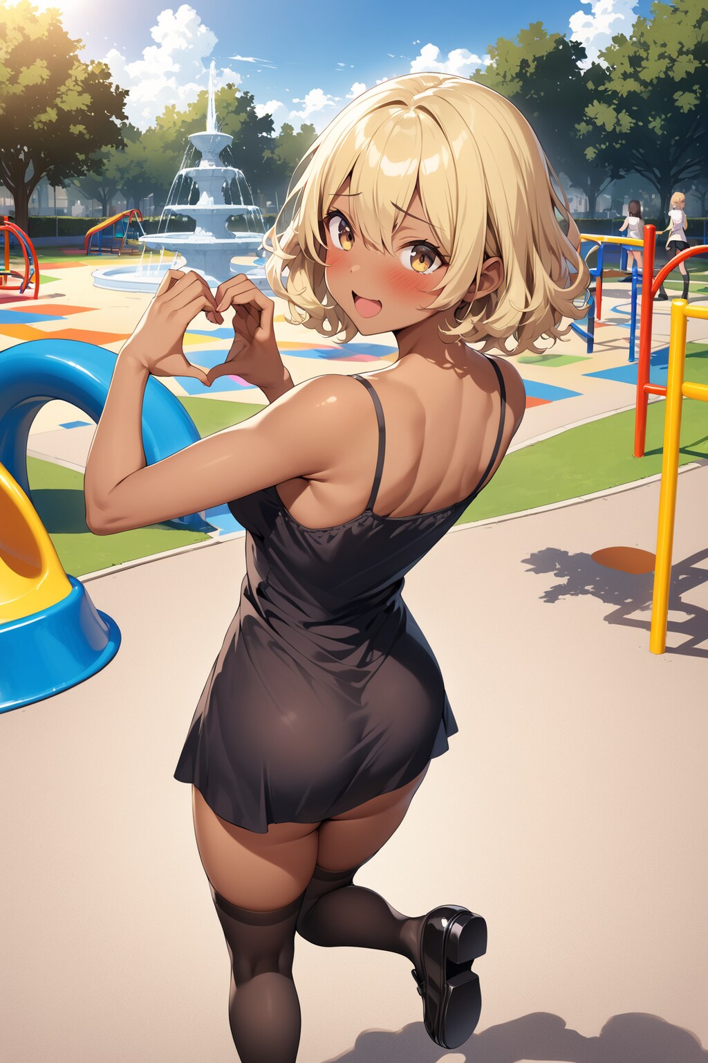 ワンピースでハートハンド