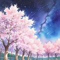 夜空と桜 5枚目