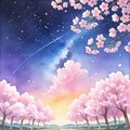 夜空と桜 4枚目