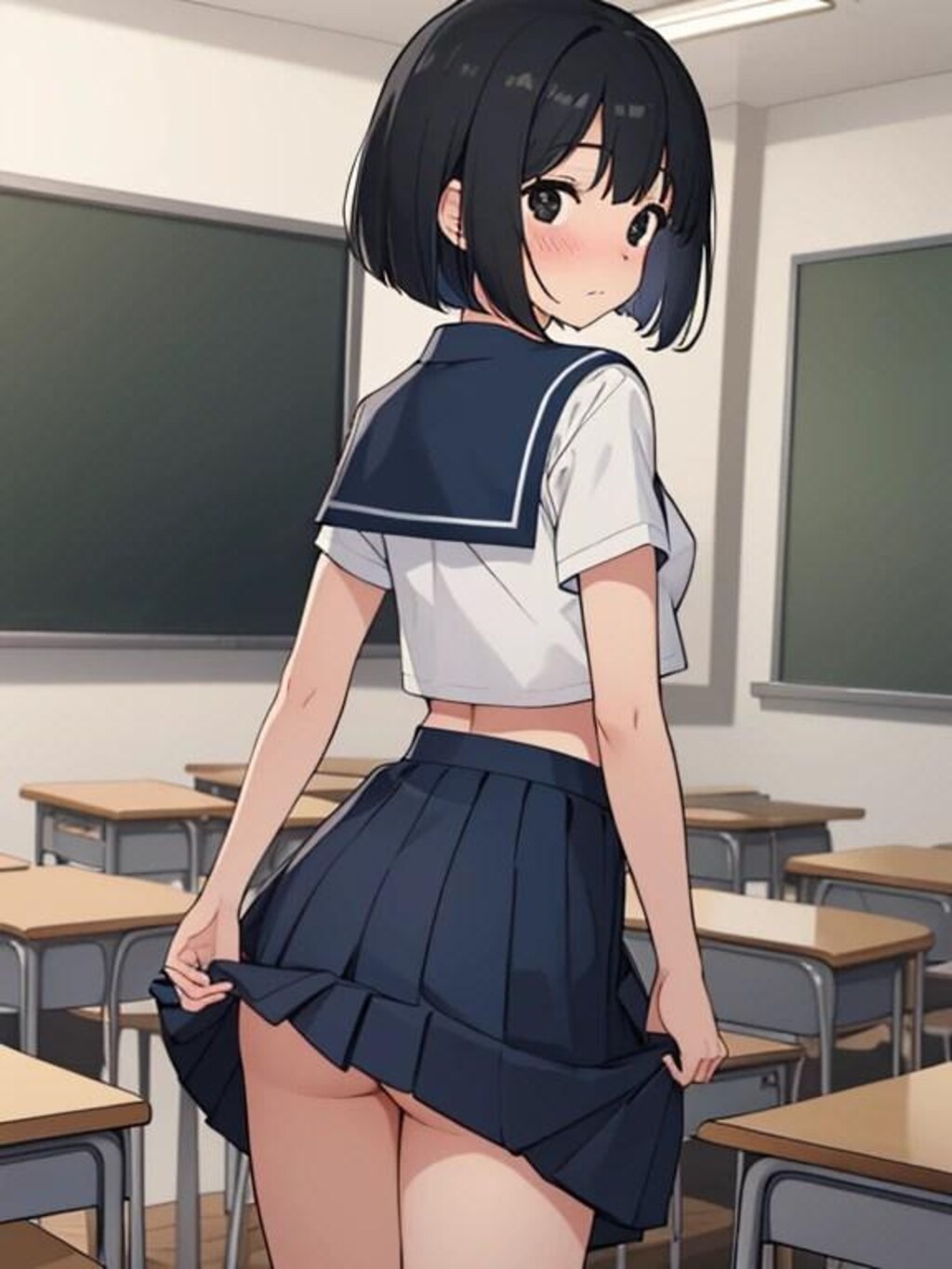 「ボブカットJ〇ちゃん」のおしりチラ見せ