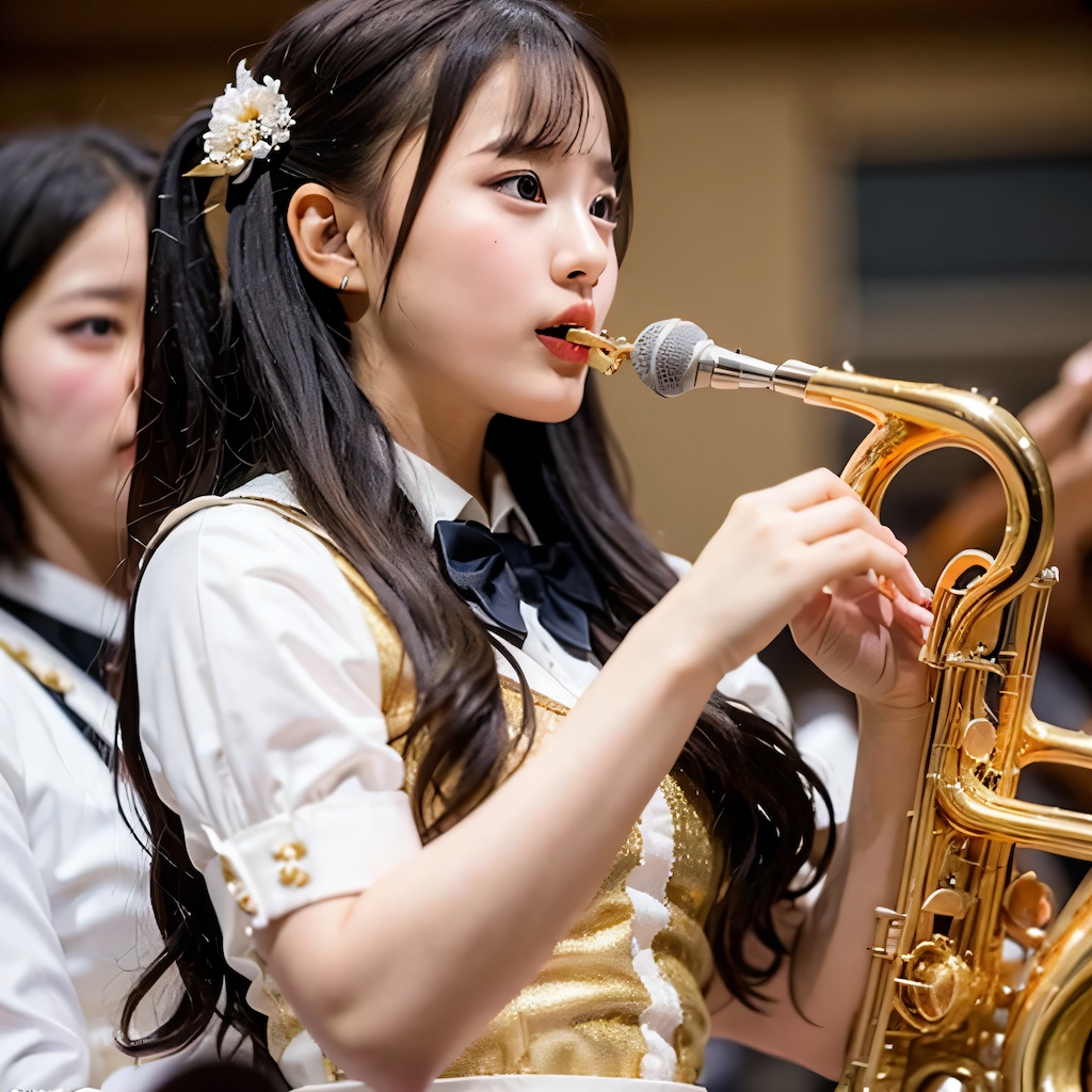 黒髪ツインテでブラスバンドの美女２