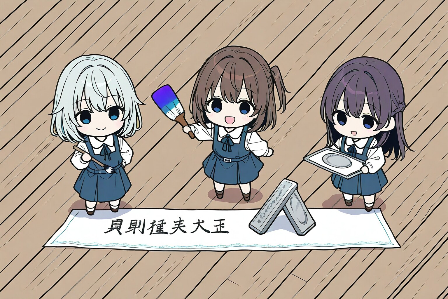 書道部ちび女学生